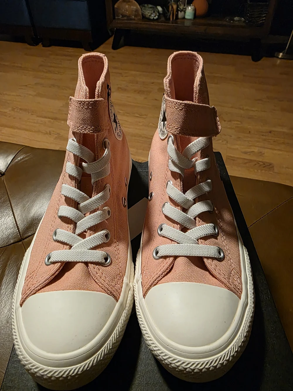 Converse Pink Floral High-Top Sneakers with Strap - Kids Custom